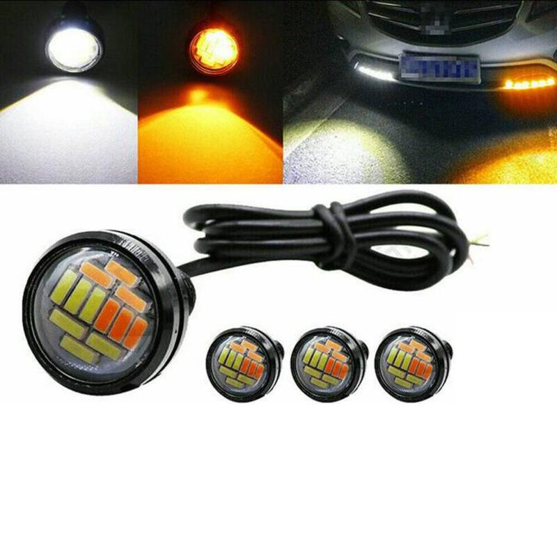 4Pcs 12V-15W 2-in-1 White+Yellow LED Car Auto Signal Lamp Turn Signal Side Light Tail Light For DRL Daytime Running Lights
