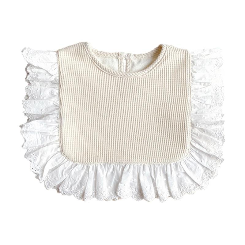 Korean Style Toddler Kids Lace Floral Bibs Cute Hollow Out False Collar Children Clothes Accessiory Pure Color Baby Girls Cotton