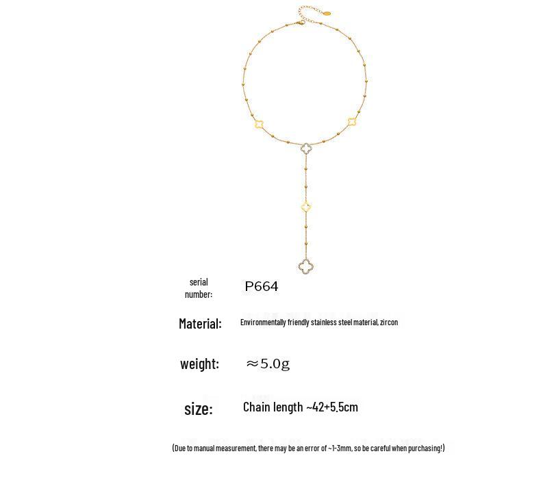 18K Gold-Plated Y-Shaped Tassel Necklace with Ultra-Shiny Zircon and Lucky Flower Design