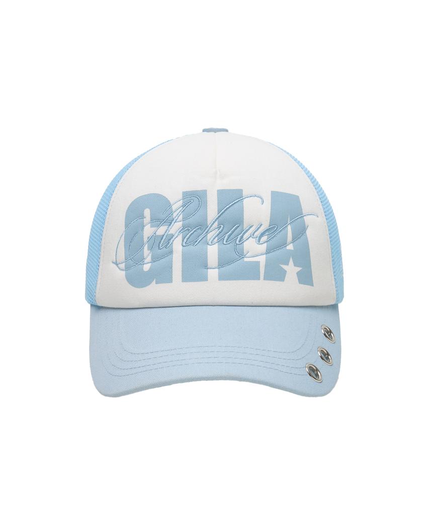 Gillaakaibeu Eyelet Bold Logo Mesh Cap_Sky Blue