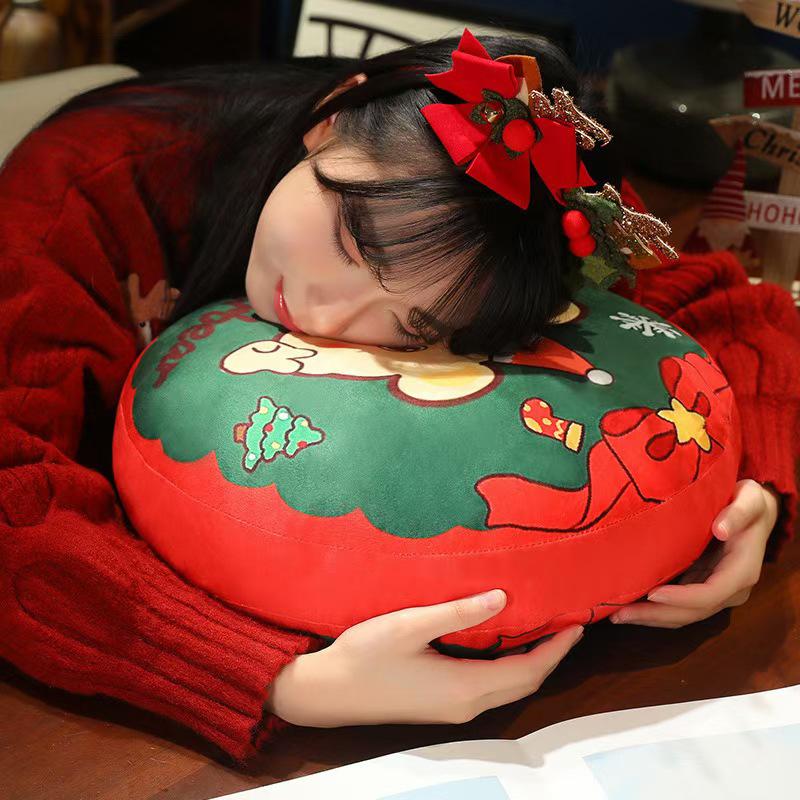 Christmas Animal Round Pillow Puppy Cushion Cushion Printed Cushion Sofa Waist Christmas Gift
