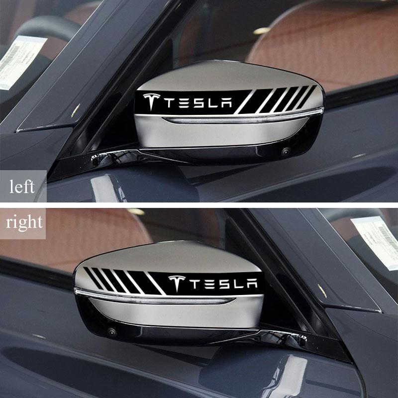 2Pcs Car Stripe Stickers Rearview Mirror Reflective Vinyl Decals Decoration For Tesla Model 3 Model X S 2016-2020 Decals TM3 TMX TMS Decal