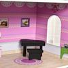 Dollhouse, Wooden 3-Story, Patio, 86 x 30 x 87 cm, 13-Piece Furniture Set, Pink