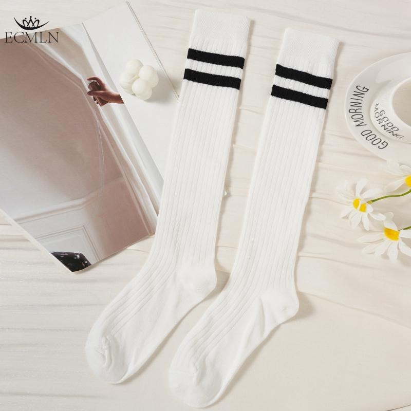 

Женские полосатые носки, гольфы, хлопковые нескользящие, впитывающие пот, длинные носки выше колена для женщин one size белый