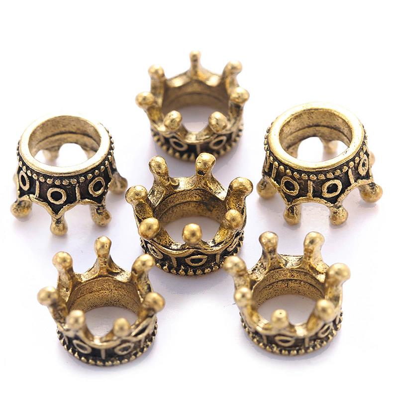 10~40 pièces Perles Espacement Libres en Alliage pour la Fabrication de Bijoux Bracelet DIY Accessoires faits à la Main Perles Forme Couronne Dorées Argentées TMZ