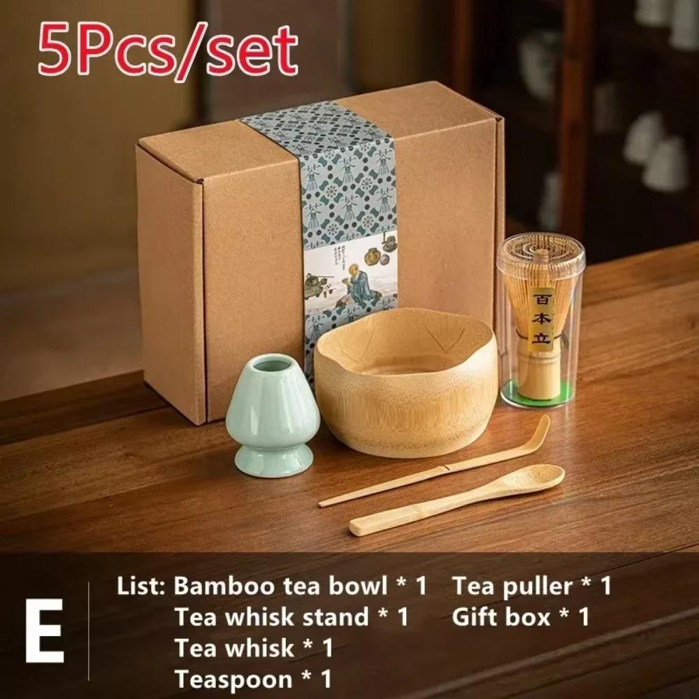 4Pcs 7 Pcs/set Japanese Matcha Blender Set Bamboo Whisk Matcha Brush Teaspoon Kiln Tea Set Beverage Shop Tea-Making Tools