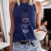 Heart-shaped Printed Sleeveless Top T-shirt with A Round Neck Pullover Vest