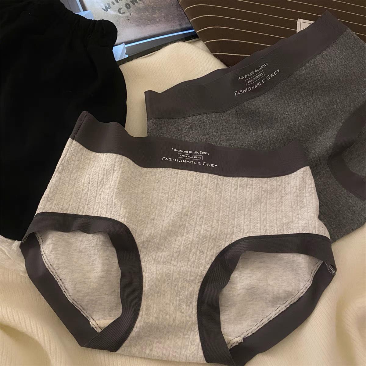 

2025 Women s Plus Size Cotton Panties: Antibacterial, Breathable, Skin-Friendly Autumn/Winter Style L [Recommended 80-105 lbs] білий/сірий колір