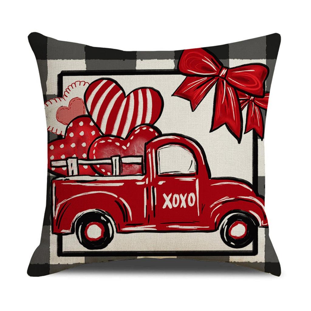 Valentine's Day Throwing Pillow Cover Red Love Letter Linen Print Cushion Cover Sofa  Pillow Cover