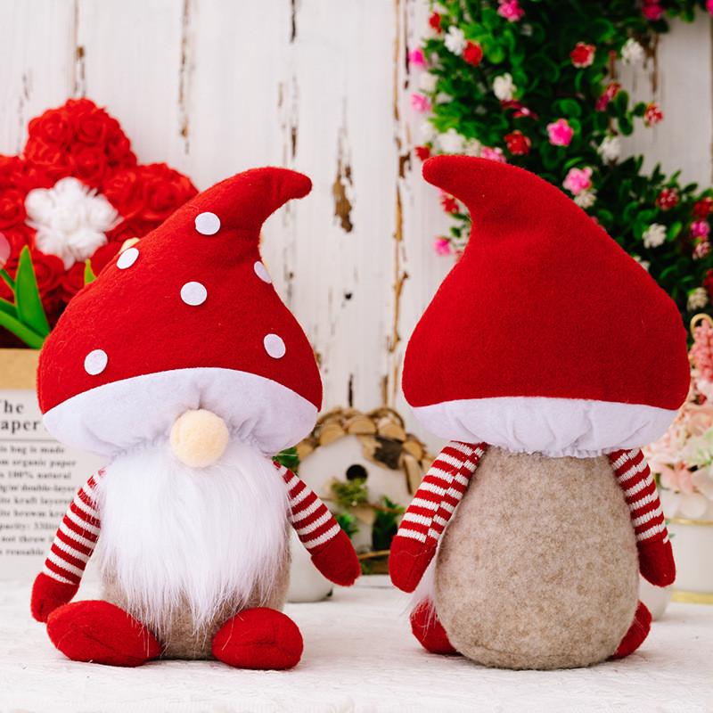 Cute Round Dot Red Hat Plush Doll With Mushroom Head For Cozy Living Spaces