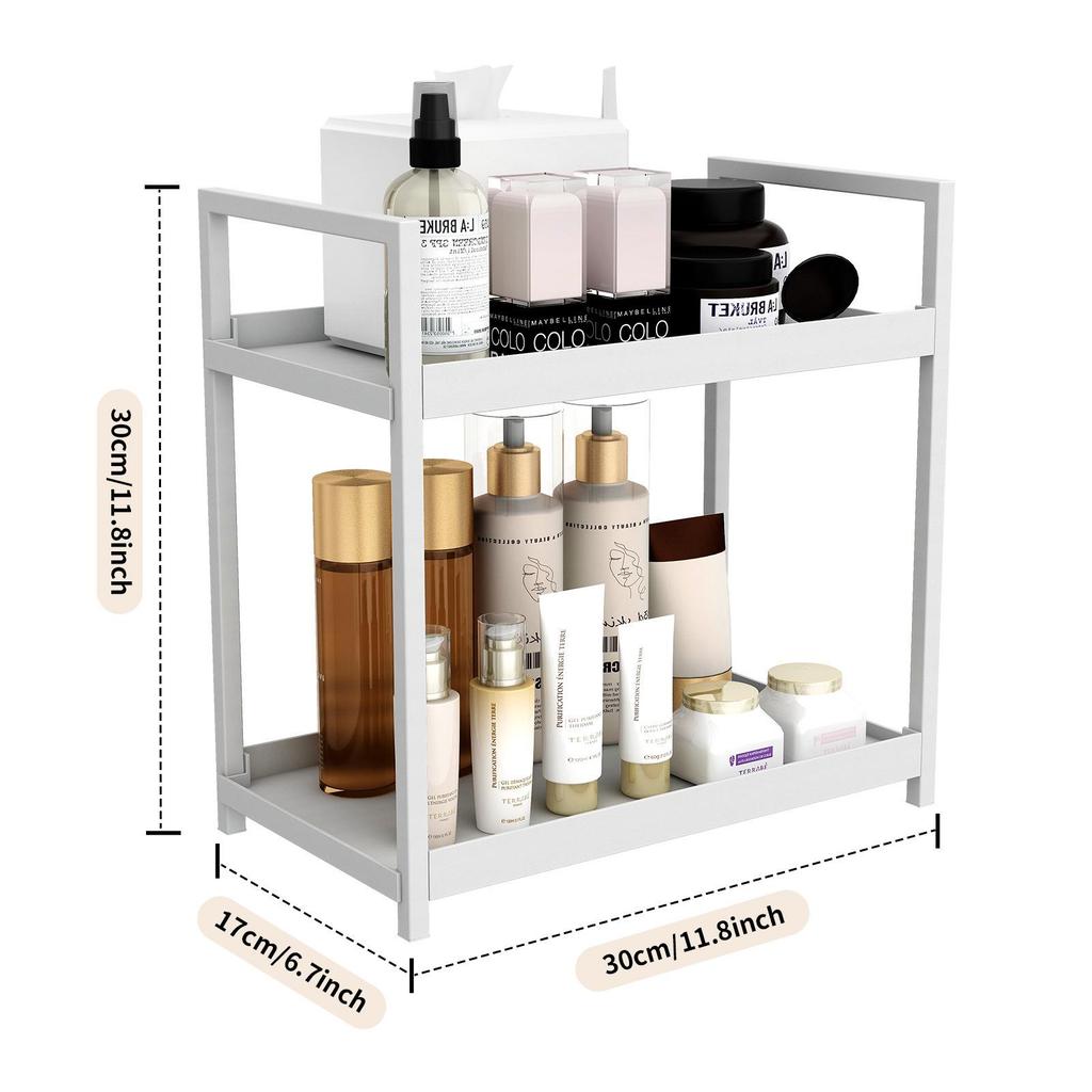 Double-Layer Desktop Storage Rack for Perfume, Cosmetics, Bathroom, Dressing Table, and Kitchen Organization