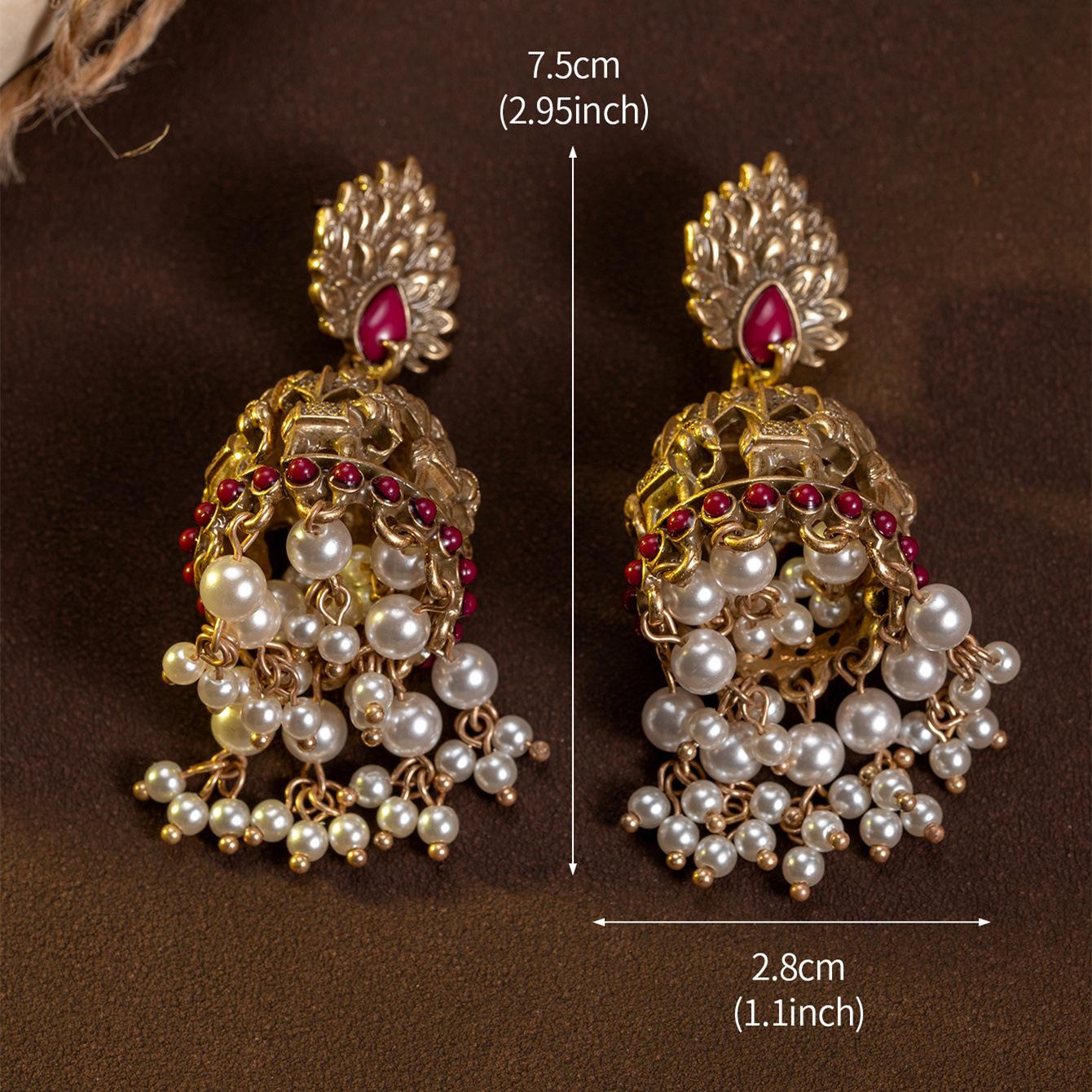 

Medieval Earrings High-end Court Style Birdcage Pearl Fringed Earrings Female Retro Personality Silver Needle Light Luxury Fashion Stud Earrings