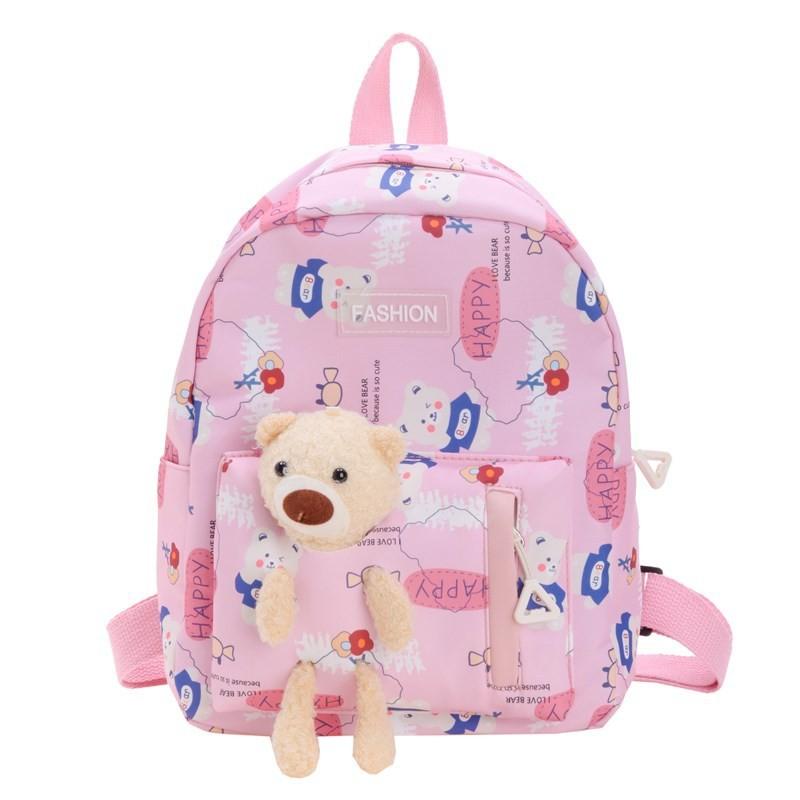 Adorable Cartoon Bear Backpack For Kids Stylish Kindergarten Book Bag In Blue And Pink