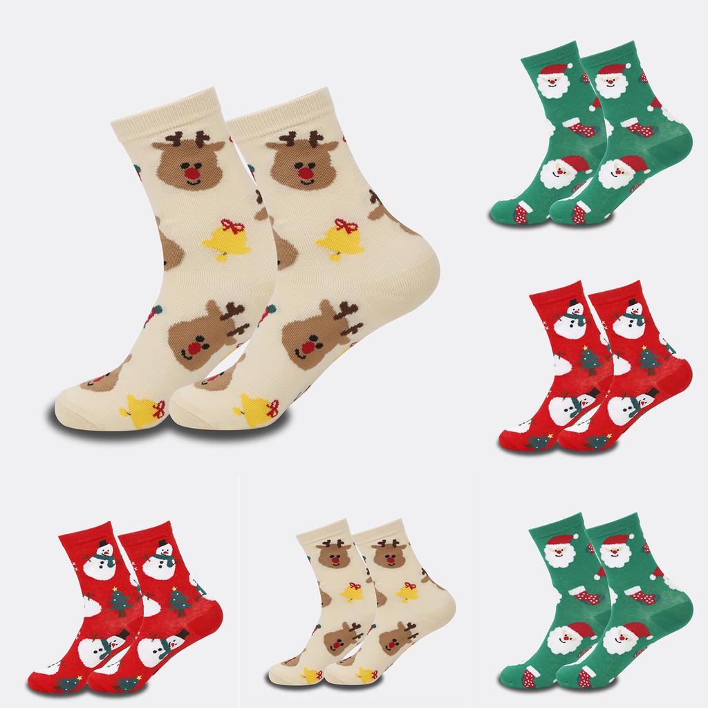 Women's Socks Christmas Socks Christmas Multicolored Cartoon Christmas Cotton Socks