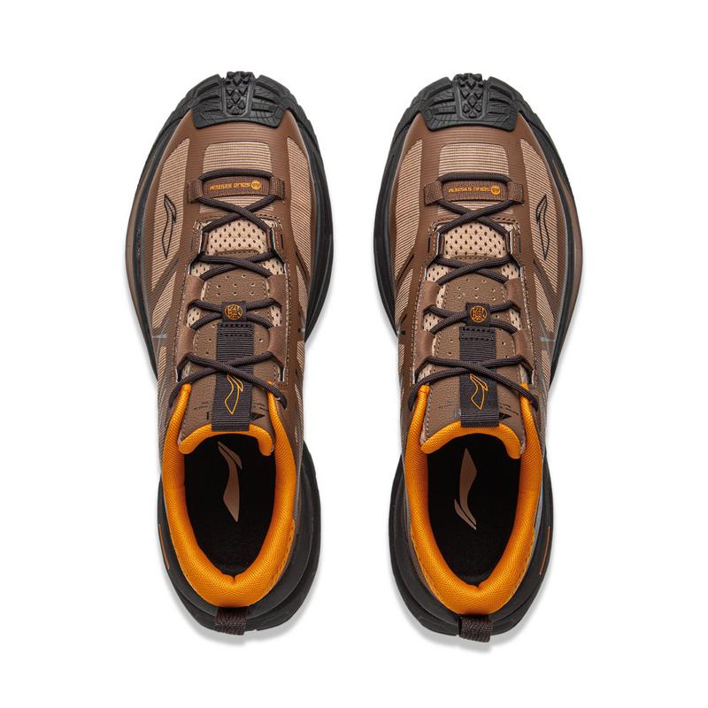 New LiNing CF Tracing, Xingchuan SE Cushioning Support Balance Low Top Hiking Shoes Unisex Brown Ice Orange AHTV015-14
