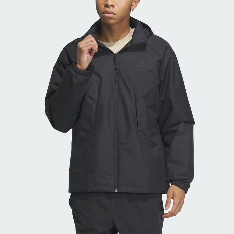 adidas Urban Outdoor Jacket With Solid Color Logo And Hood Men Jackets Black IS0450