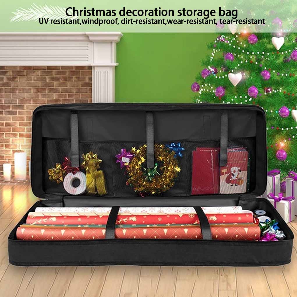 2025 New Christmas Gift Wrap Storage Bag Underbed Storage Organizer With Thicken Handles Xmas Wrapping Paper Storage Box