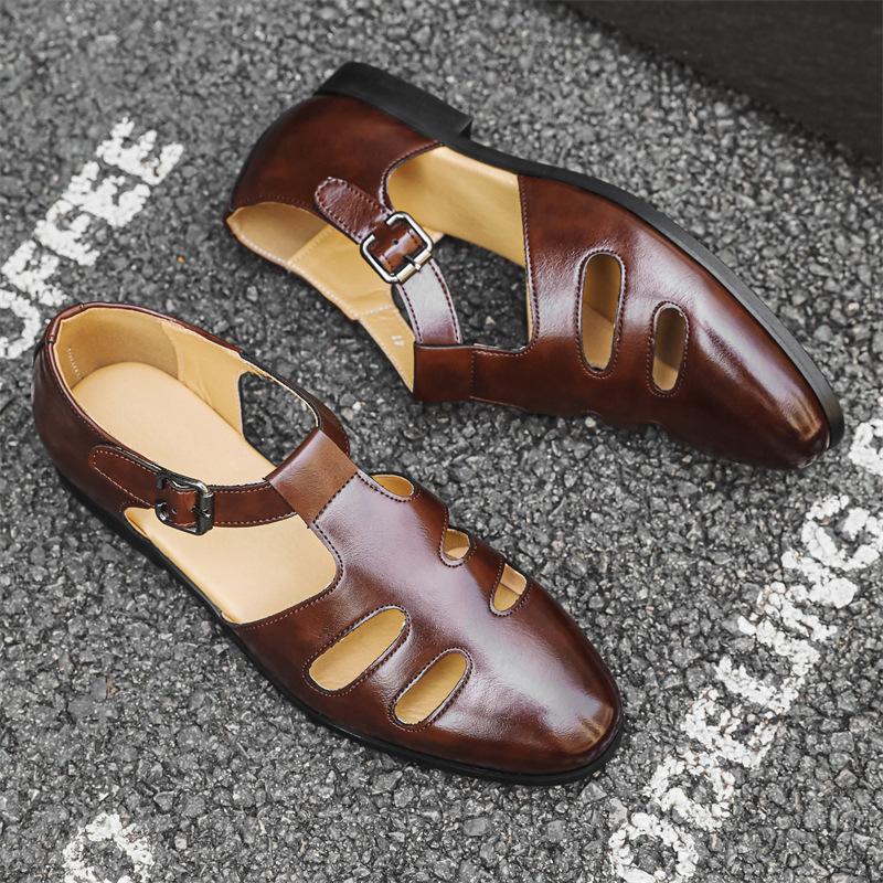 Summer breathable retro sandals large size foreign trade versatile street casual men's shoes non-slip buckle Roman shoes men