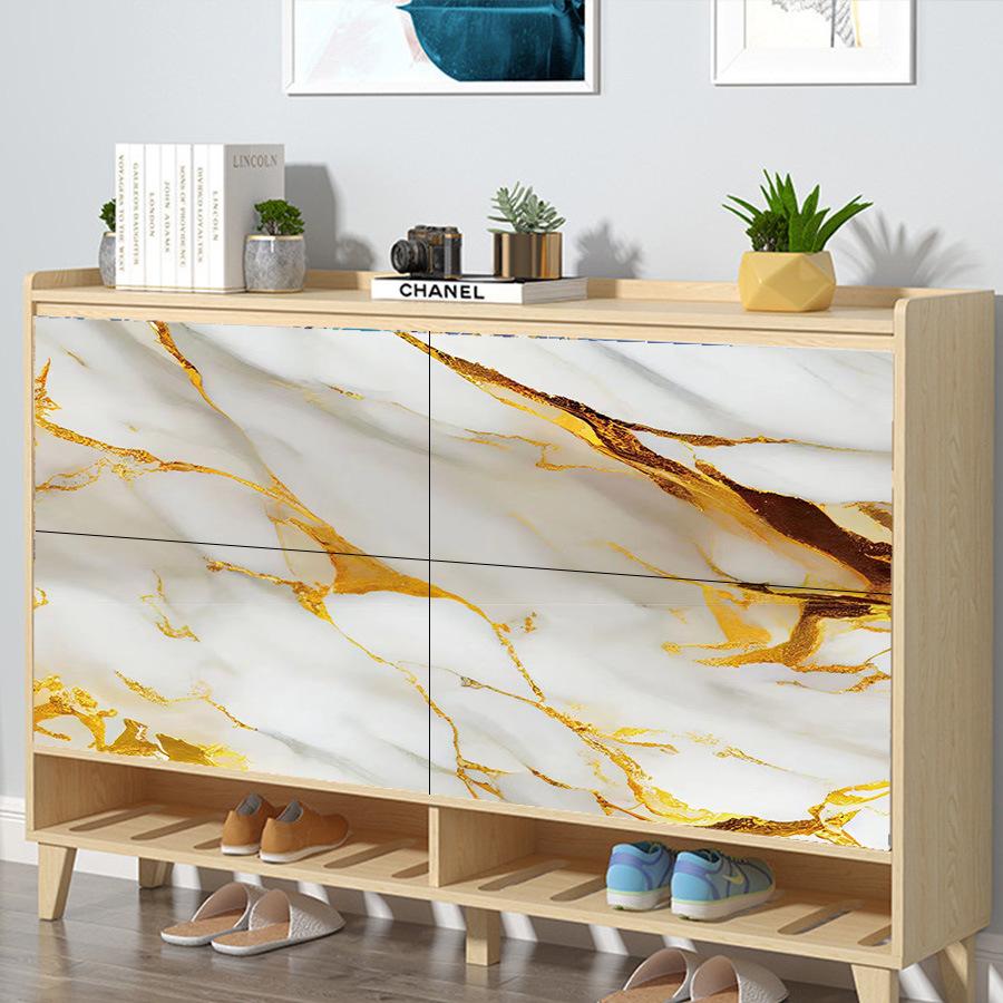 Yellow Imitation Marble Pattern DIY Self-adhesive Wallpaper Kitchen Stove Oil Resistant Sticker Waterproof Oil Resistant Sticker