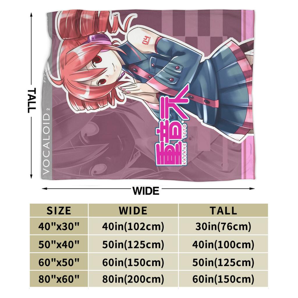 Kasane Teto Velvet Throw Blanket Anime Vtuber Blanket for Sofa Office Warm Plush Thin Quilt
