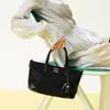 DakS Black Croco Leather Nylon Tote Bag S