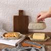Rustic Stoneware Butter Dish With Lid, Handmade Rectangular Ceramic Butter Tray for European Butter Block and Breakfast Table