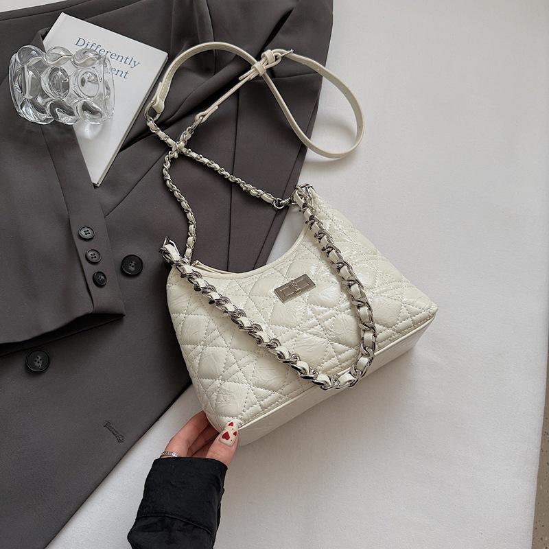 Rhombus chain shoulder bag summer new women's high-end texture commuter bucket bag