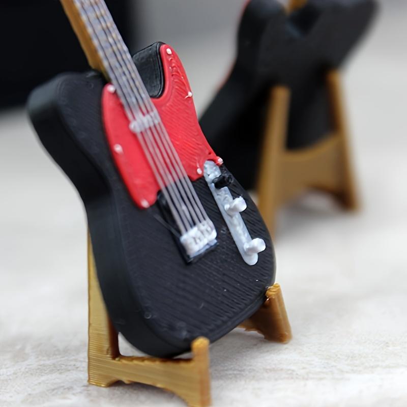 Mini guitar and stand 12-point miniature analog instrument model, cute, decorative, suitable for gift giving