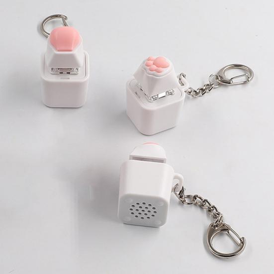 Electric Wooden Fish Keycap Toy with Hanging Buckle RGB Light Up Stress Relief Pink Silicone Butt Cat Paw Decompression Keychain Pendant Kids