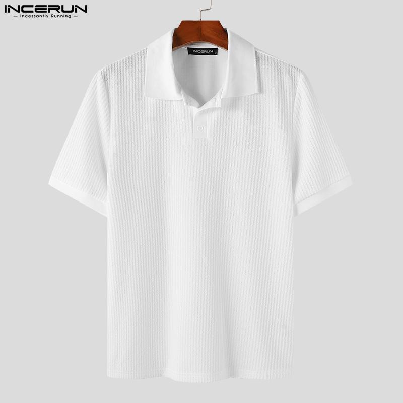 

INCERUN Летние мужские однотонные поло с короткими рукавами