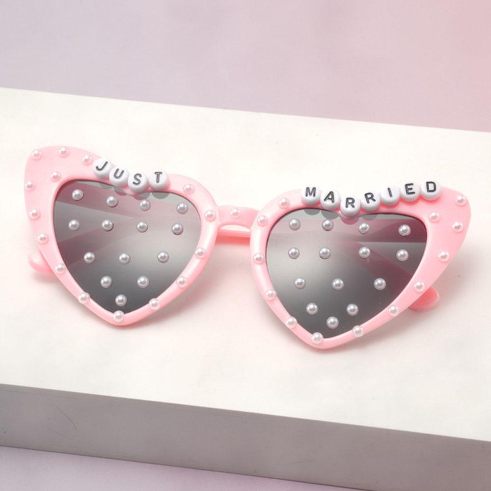Just Married Heart Sunglasses with Pearls Bride to Be Wedding Party Bachelorette Party Decorations Bridal Shower Gift Eyewear