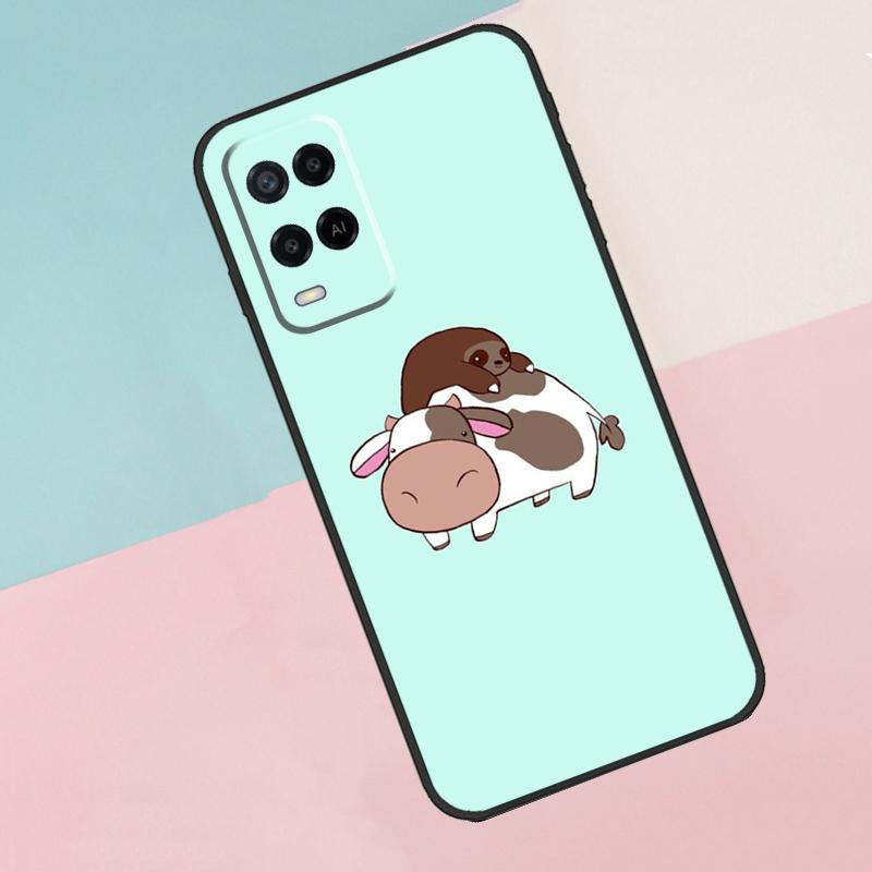 Animal Cute Cartoon Cow For Oppo A17 A77 A60 A74 A94 A54 A18 A38 A58 A78 A98 A40 A80 A16 A76 A96 A15 A57S Phone Case