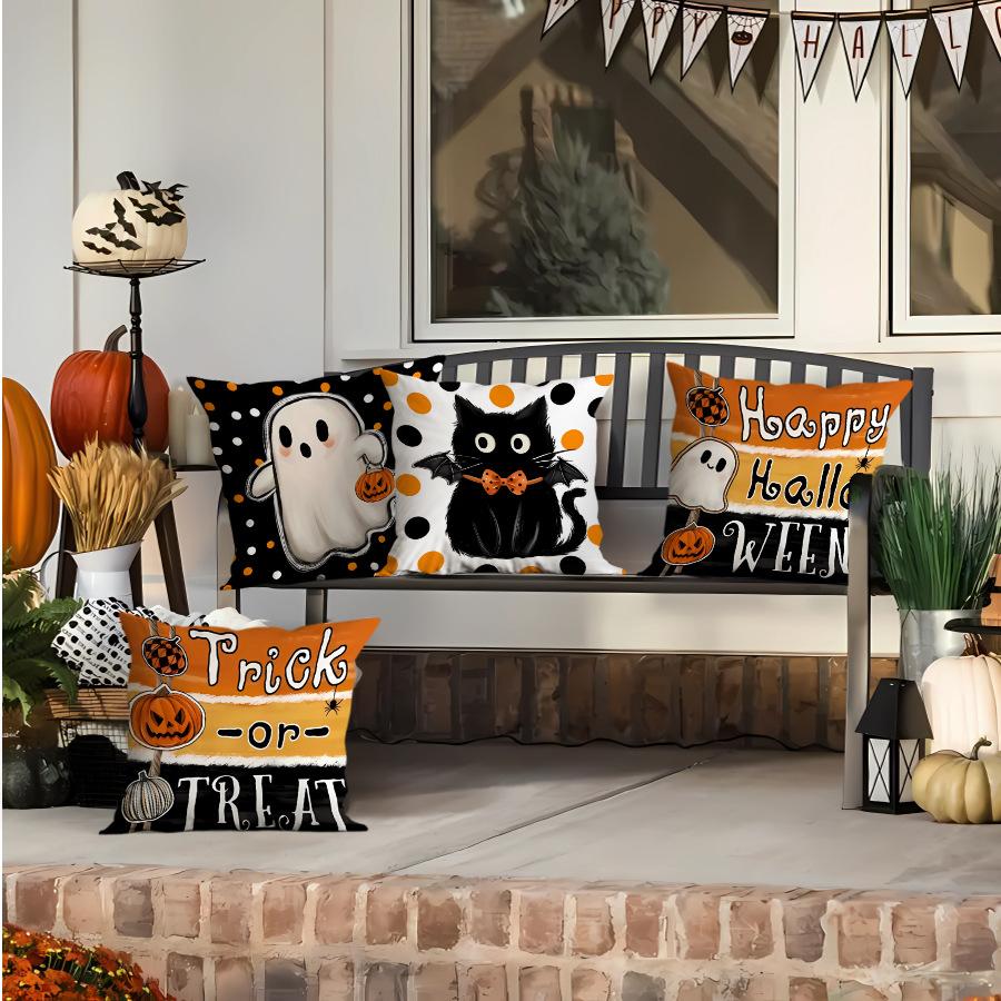 Neuer Kissenbezug Vier Stück Halloween-Thema Gruselig Horror Feiertags-Party Dekoration