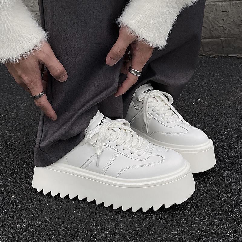 Fashion Men Thick-soled Casual Sports Shoes High-end Matte Big-headed Derby Shoes High Quality Platform British Casual Leather Men Shoes