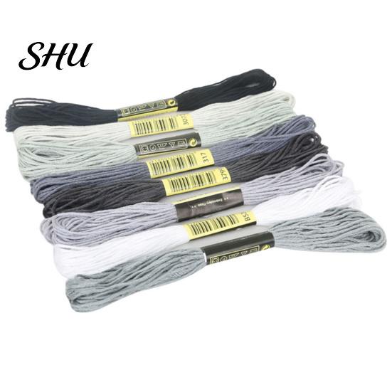 Colorful Thread 8Pcs 7.5m Cross Stitch Embroidery Cotton Skein DIY Craft Sewing Skeins for