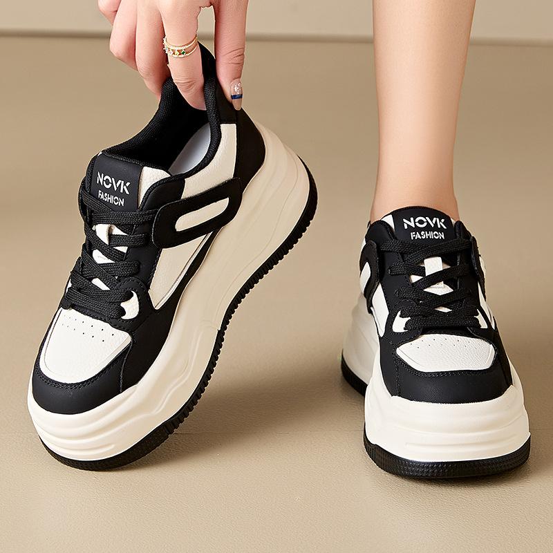 Fashion 8.5CM Women's Breathable Mesh Sneakers Autumn New Style Versatile Thick Bottom Casual Sports White Shoes Comfortable All Match