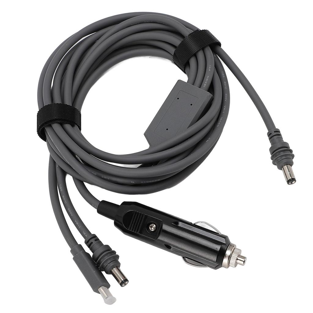 Mini DC Strom DC Stecker auf DC Ladegerät 100W Mini Wasserdichtes Kabel, 3-in-1 Stecker/USB C/Auto-Adapter, Kabel, 18AWG, (3 Meter)
