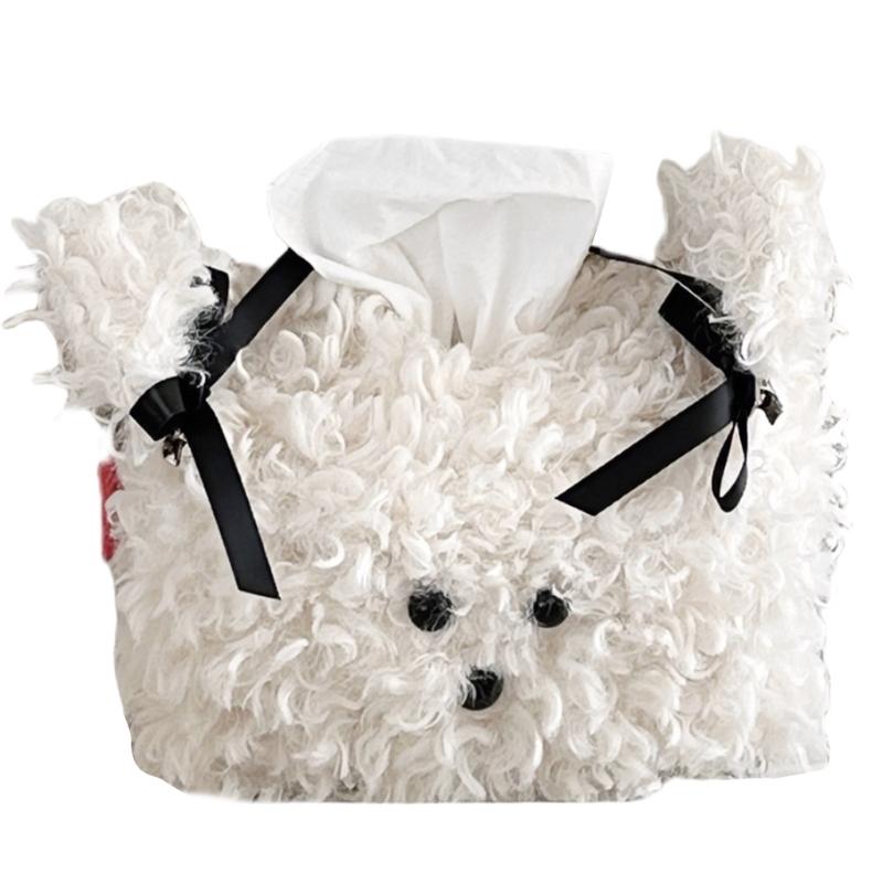 Soft Plush Dog Tissue Holder Playful Dog Plush Tissue Box Cover Modern Tissue Box Contemporary Tissue Cases