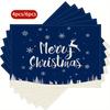 4/6pcs Festive Christmas Placemats - 12x18 Inch, Polyester Table Mats with Snowflake & Deer Design, Rectangular Holiday Party Decor for Dining Tab
