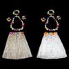 Hawaiian Luaus Hulas Grass Skirt with Large Flower Costume Set for Halloween Dances Party Decorations Hawaiian Costume