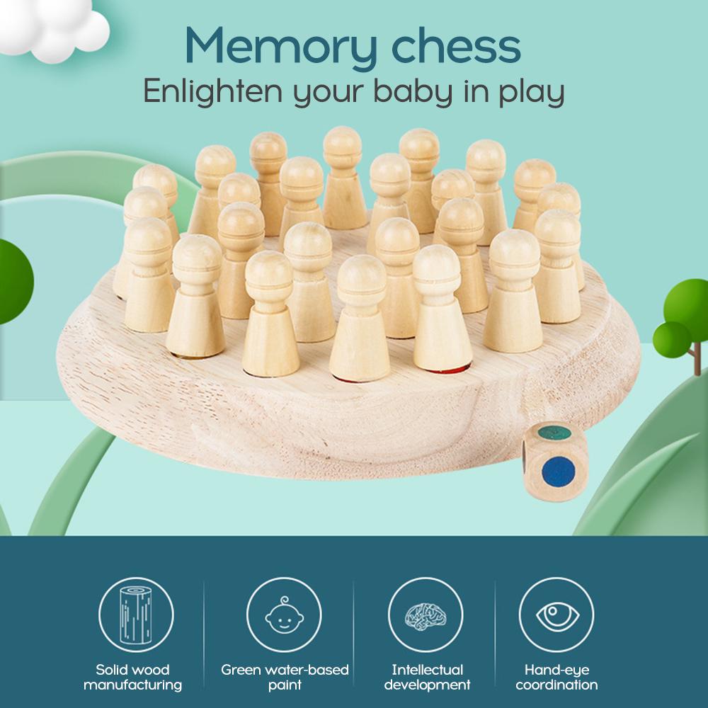 Wooden Memory Stick Chess Game Kids Fun Block Board Game Educational Color Cognitive Family Toys