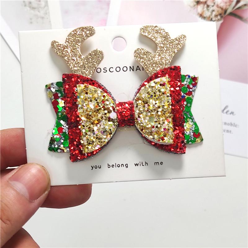 

Glitter Christmas Reindeer Antler Baby Swaddle & Hair Clip Set Bow Tie (No Hair Clip)