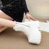 Fashion 14CM New Ankle Booties Shoes Punk Natural Boots Women Motorcycle Boots Platform Ladies Fashion Botas Winter Autumn Plus Size 43