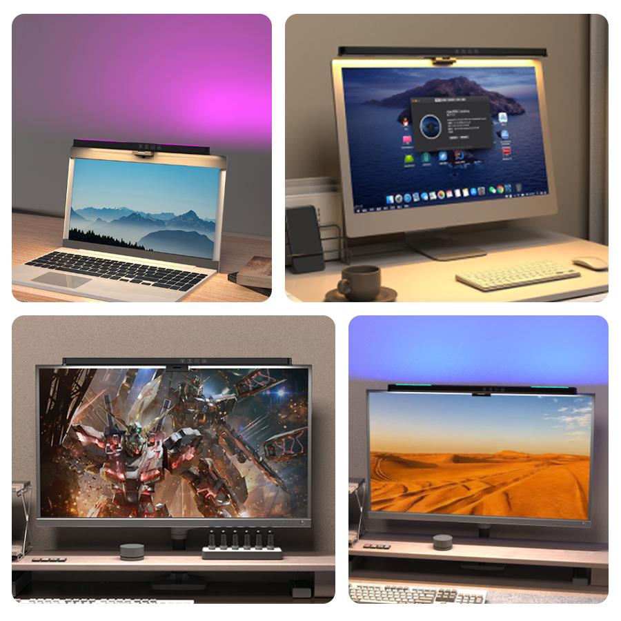 Computer Monitor Hanging Light Warm Light/RGB Computer Screen Light USB Powered Eye Protection Clip Light for Computers/laptops