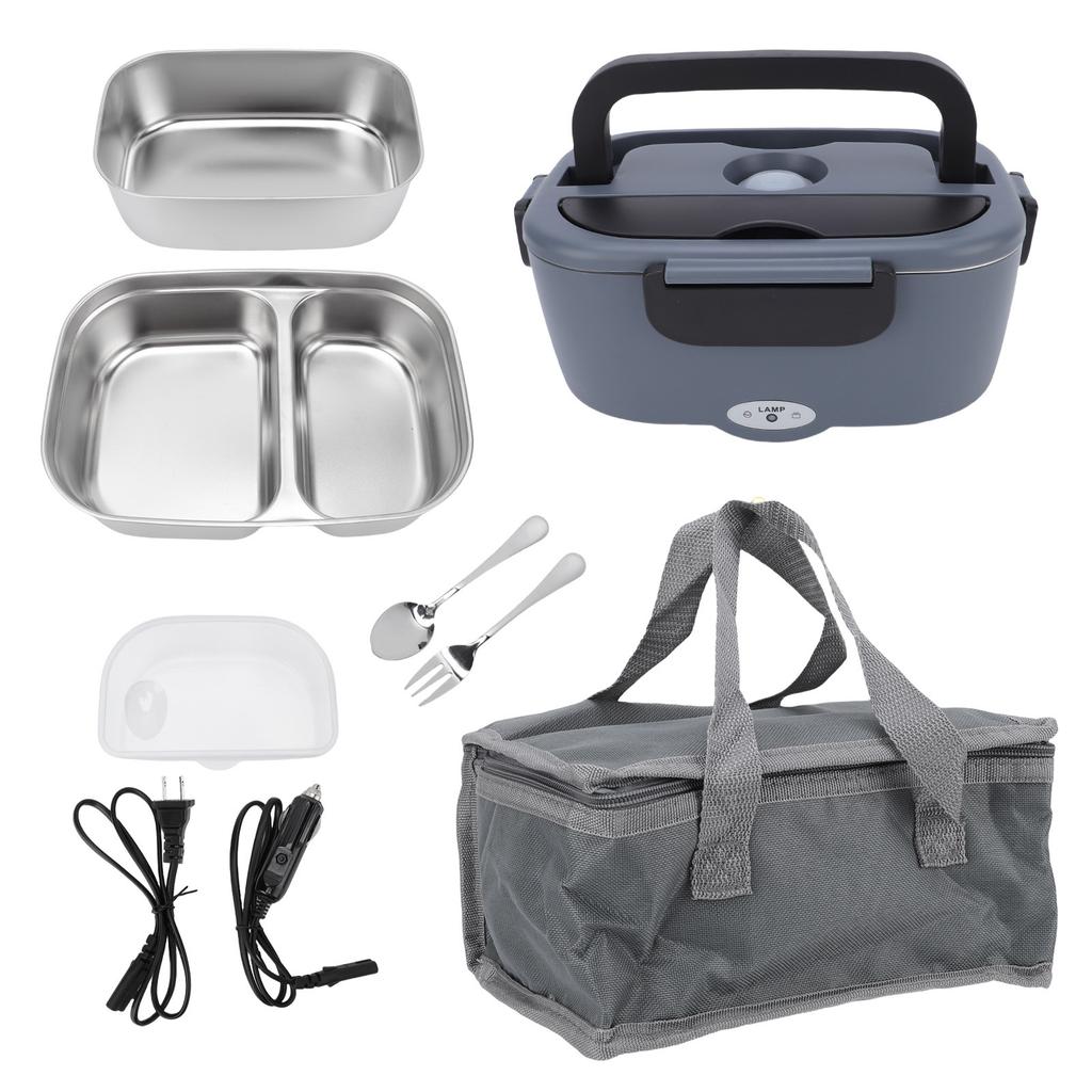 Electric Lunch Box Food Heater 80W Heated Portable Food Warmer for Car Truck Work with 304 Stainless Steel Container