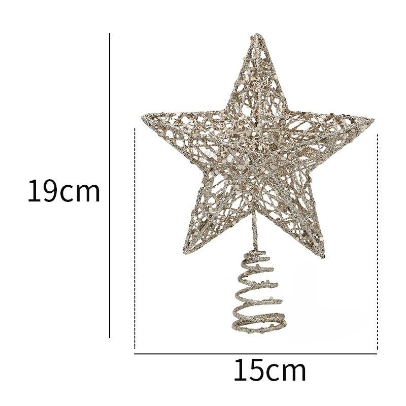 Five Pointed Star Iron Decoration, Tree Top Star Glitter, Vertical Five Pointed Star, Christmas Decoration Supplies