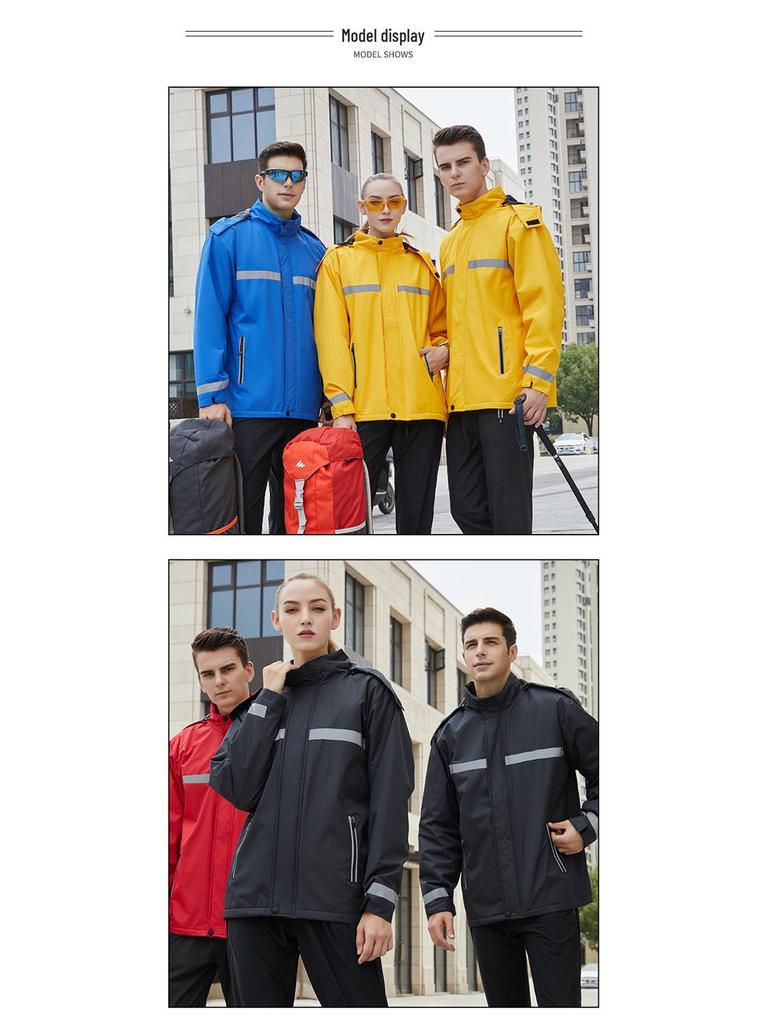 Reflective Fleece-Lined Windproof Rainproof Workwear Jacket with Custom Logo