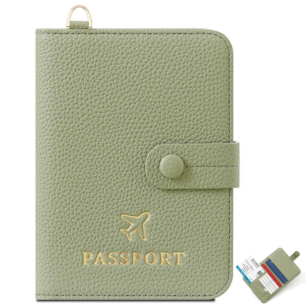 RenLianyi Passport Case with Skimming Holds 3 Stylish Passport Cover for Cute and Holds 4 Passport Premium PU Perfect for International Green