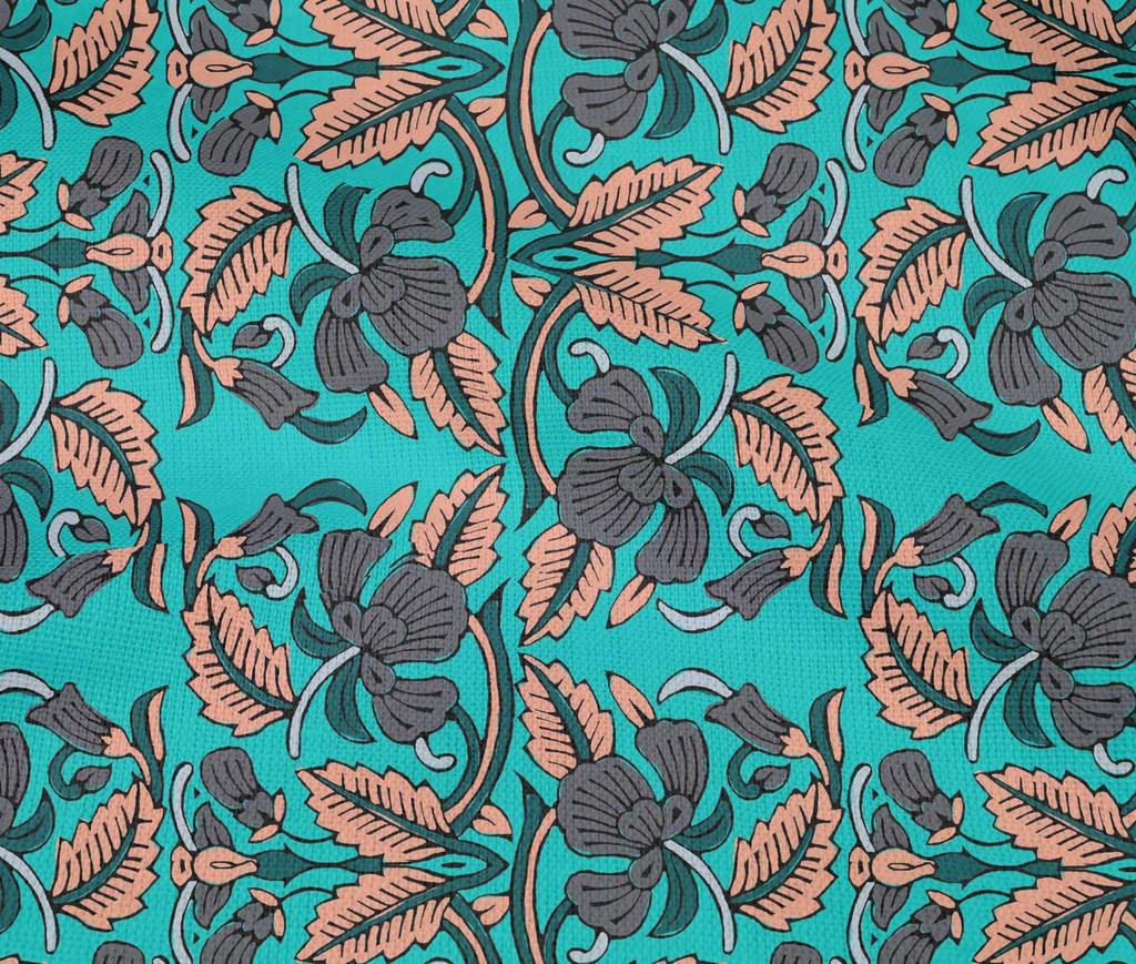 oneOone Bavlněná flexibilní tkanina s listy a květinovým blokem potištěná řemeslná tkanina BTY 40 palců