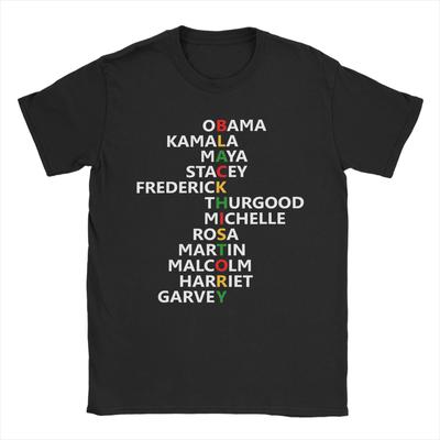 Black History Month Black Leaders Black History T Shirt Summer  Harajuku T Shirts Unisex Pure Cotton O Neck Tees YK Fun Tops